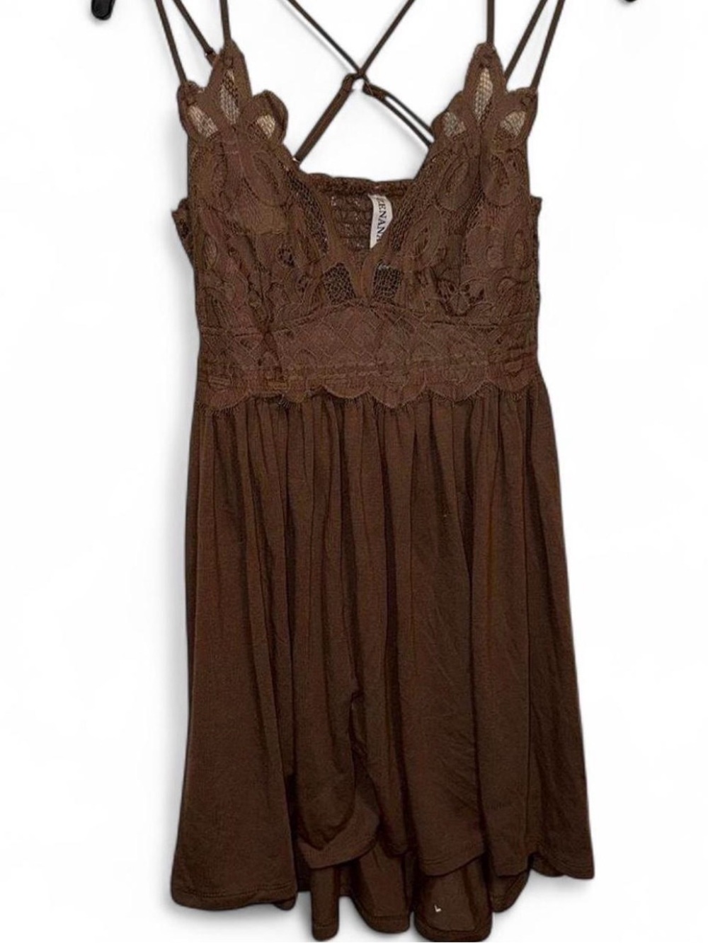 Zenana Outfitters Brown Lace Bodice Spaghetti-Strap Kids Dress